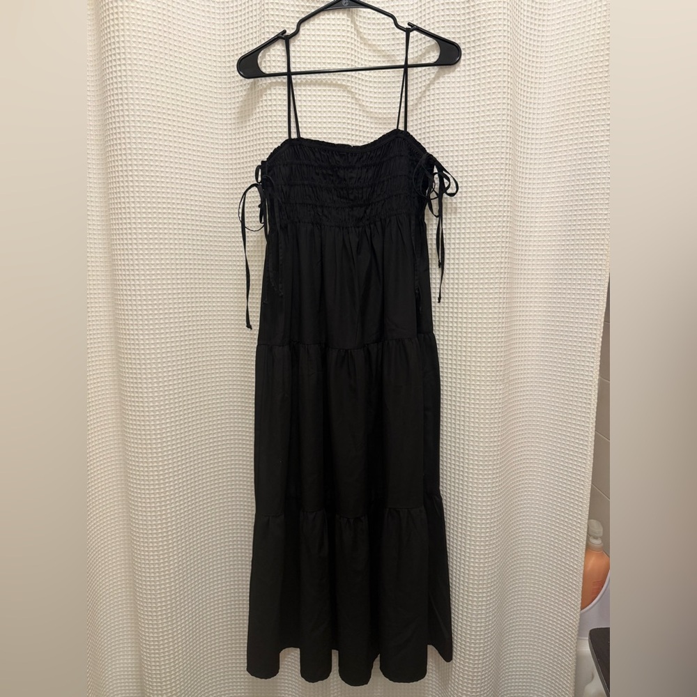 Zara Black Summer Dress with Ties on the Side - 100% cotton - XS